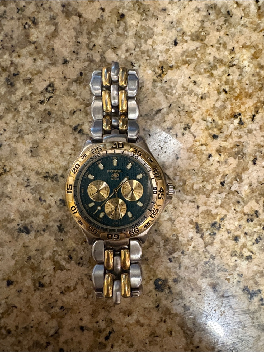 Fossil Men’s Two-Tone Silver & Gold Chronograph with Green Dial